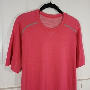 Lululemon Shirt Metal Vent Tech Crew Neck Men's Medium Pink Athletic Top SS *